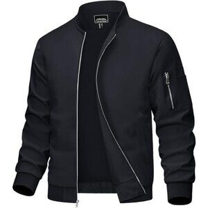 Mens Bomber Jacket Lightweight Windbreaker Windproof Zip Up Casual Coat Outerwea